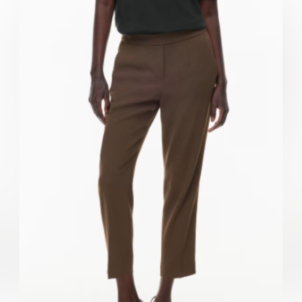 Aritzia Babaton Ankle Crop Taupe Brown Trousers size 4